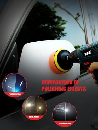 Drill Polishing Kit for Car, 3''(80mm) 32Pcs Car Foam Buffing Pads, Wool Pads Drill Buffing Pad, Wax Buffer Polisher Attachment with 5/8-11 Thread Backing pad & Adapters - Image 7