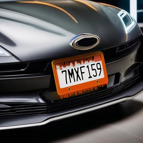 Timtin 1 Set Fluorescent Orange License Plate Frame, Style 1