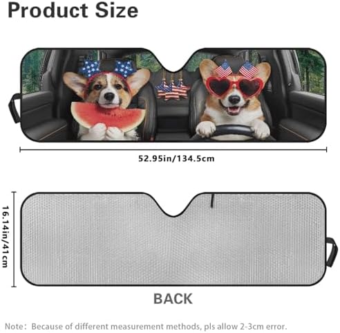 Renewold Funny Corgi Driving, Car Front Window Shade, Foldable Keep Cool Sun Shield Cover, Car Sun Visor for Jeep Wrangler JK JKU JL JLU 1997-2023 2/4 Door Gladiator JT, Automotive Windshield Sunshade