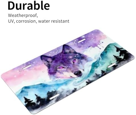 Starry Sky Wolf Front License Plate Car Decorative License Plates