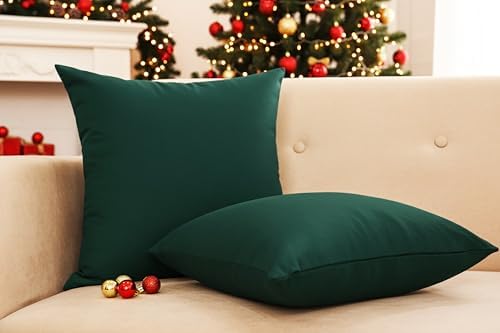 PurpleEssences Solid Throw Pillow Cover, 16x16 in Set of 2 - Forest Green - Image 3