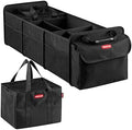 Rubbermaid Car Organizer, Collapsible Trunk Organizer with Removable Leakproof Cooler Bag without Lid, Multi-Compartment Car Storage Organization for Car Accessories, 5 Compartments Without Cover,