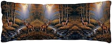 Pillow Covers 20x54 Inch - Body Deer Standing by a Stream Deep in The Forest Soft Brushed Microfiber Pillowcases with Hidden Zipper Closure Bed Pillow Shams for Bedroom Sofa Car by T%26H+XHome
