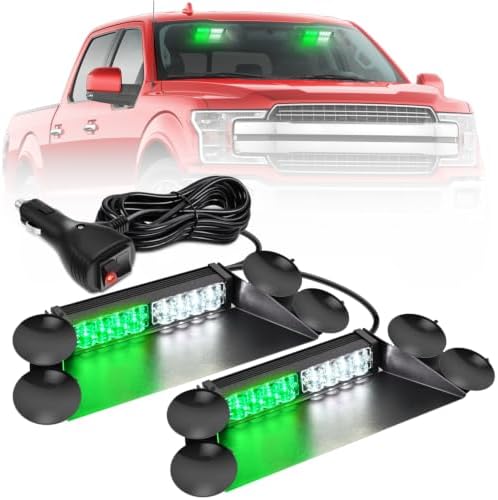 Nilight 16LED Green White Dash Strobe Light Cigarette Lighter Plug