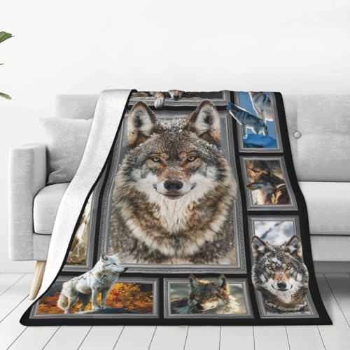 Wolf Blanket Wolfs Throw Blanket Wolves Lover Gifts for Men Boys Adults Soft Plush Stuff Fleece Flannel Bedding for Sofa Office Decor 50"X60" - Image 3