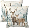 KiuLoam Winter Reindeer Pillow Covers 22x22 Set of 2 Rustic Christma Decor by KiuLoam