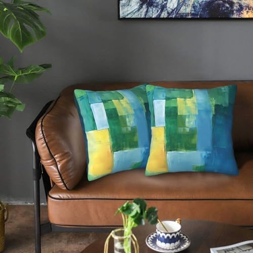Teal Abstract Throw Pillow Covers 18x18 inch Set of 2 Blue and Green Pillow Case Cushion Cover for Home Sofa Couch Living Room Car Decor - Image 6