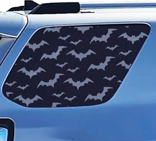 Universal Rear Side Window Bat Decals 42x95cm, 2PCS Matte Black Bat Silhouette Vinyl Stickers, Halloween Themed Car Truck SUV Window Graphics Exterior Accessories