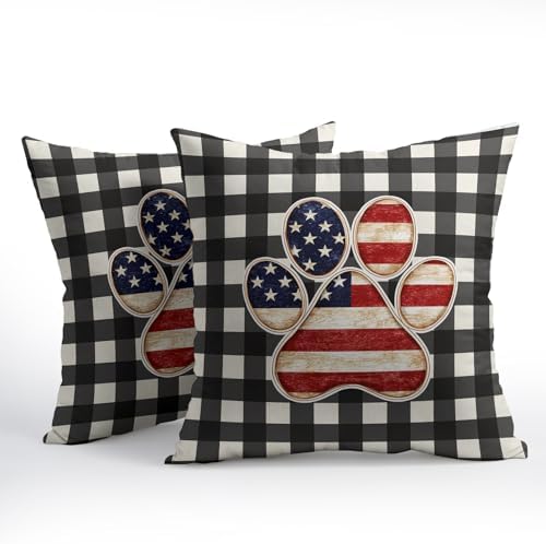 4th of July Pillow Covers 24x24 Set of 2, Patriotic Throw Pillow Covers Independence Memorial Day Pillowcase, Summer Plaid Decorative Fourth of July Cushion Case Couch for Indoor Outdoor Home Decor - Image 2