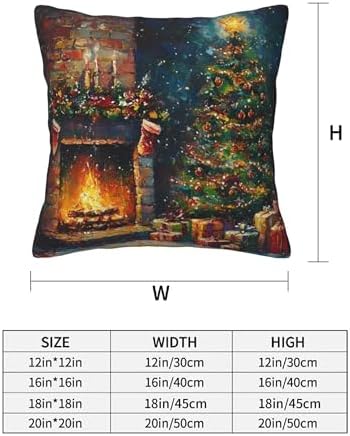 Christmas Tree and Fireplace Throw Pillow Covers 18x18 inch Set of 2 Xmas Pillow Case Cushion Cover for Home Sofa Couch Living Room Car Decor - Image 3