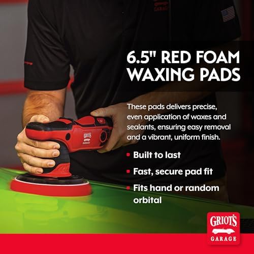 Griot's Garage 6.5” Red Foam Waxing Pads for Car Detailing, Polishing and Buffing Pads for Use with Waxes and Sealants, 10624, Set of 2 - Image 2