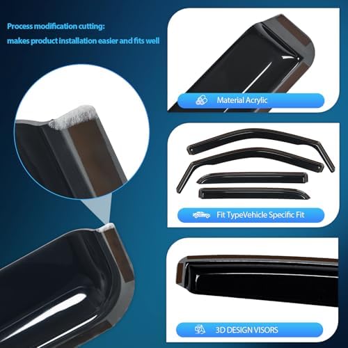Nilight Window Rain Guards for Ram 2500 3500 Crew Cab 2019-2026, 4PCS