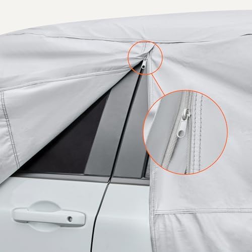 Amazon Basics Full Car Cover, Fits Vehicles 191-200", Silver