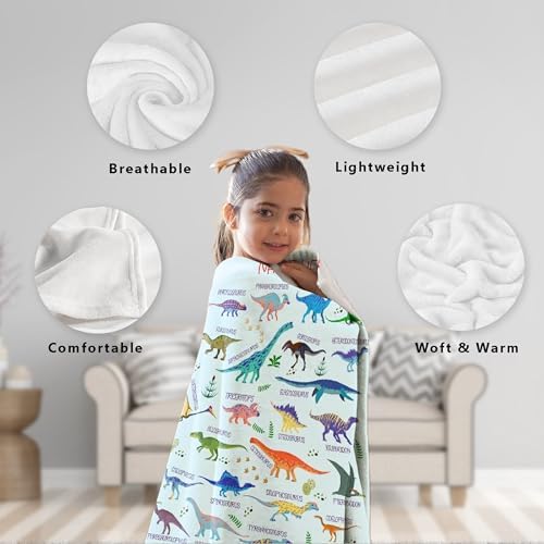 Types of Dinosaur Custom Name Blanket Gifts for Girls Boys Women - Super Soft Cozy Warm Throw Sheet for Couch Bed Sofa Office Decor All Season 40"x50" for Kids - Image 6