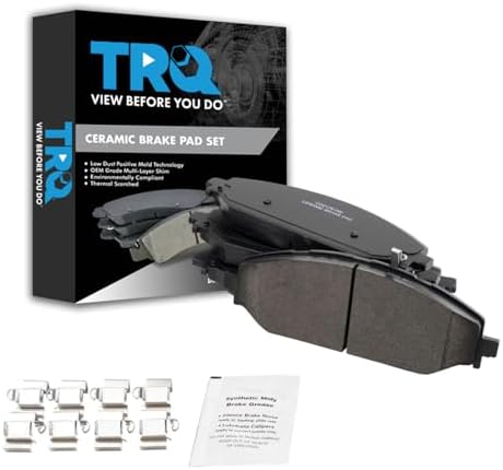 TRQ Front Ceramic Brake Pad Set Includes Contact Point Grease and Hardware