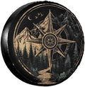Retro Compass Spare Tire Cover Wheel Protectors Weatherproof Sun Protection Covers Universal for SUV Jeep Travel Trailer 15"