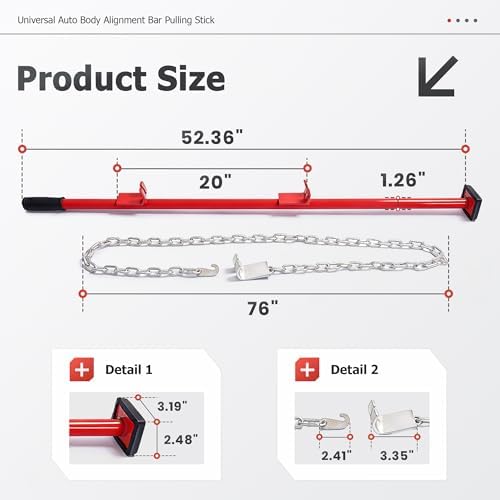 ECOTRIC Universal Auto Body Alignment Bar Pulling Stick 52-3/8" for Panels, - Image 2
