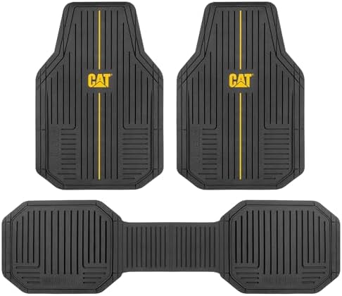 CAT® VulcanCore Heavy-Duty 4 Piece Floor Mats for Cars, Trucks & SUVs, Trim-to-Fit All-Weather Rubber Car Mats Full Set, Waterproof Interior Accessories, Car Rug Protection & Automotive Floor Liners