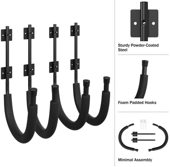 2-Pack of Kayak Storage Hook Sets - Kayak Wall Mount Hangers with 100lb Capacity Per Pair for Paddleboards, Surfboards, - Image 3