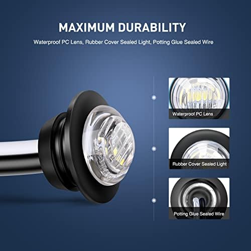 Nilight 30 PCS 3/4" Round Clearance Light LED Front Rear Side Marker Lights