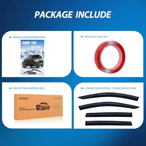 Nilight Tape-On Window Visors for Honda CR-V 2017-2022, 4PCS
