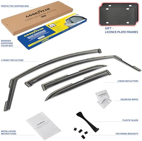 Goodyear Shatterproof in-Channel Window Deflectors for Ford EcoSport 2018-2022, Rain Guards, Window Visors for Cars, Vent Deflector, Car Accessories, 4 pcs - GY008442
