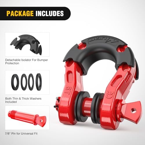 Nilight Mega D-Ring Shackles, 3/4" Heavy Duty Recovery Tow Shackle
