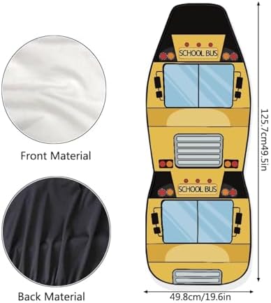 Car Seat Covers Set of 2 Universal Funny School Bus Front Seat Cover Fit for Cars Truck SUV Van, Stretch Polyester Fabric Cover Protection Interior Accessories, Easy to Install