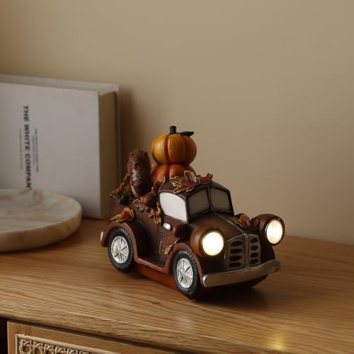 Lighted Autumn Harvest Truck Statue, Fall Pumpkin Decor by Unknown