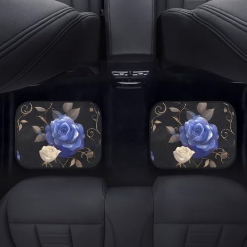 Blue Rose Car Floor Mats for Car All Weather Non Slip Car 1st 2nd Row Floor Mats Black Gothic Pterodactyl Auto Interior Carpet Sedan Trucks