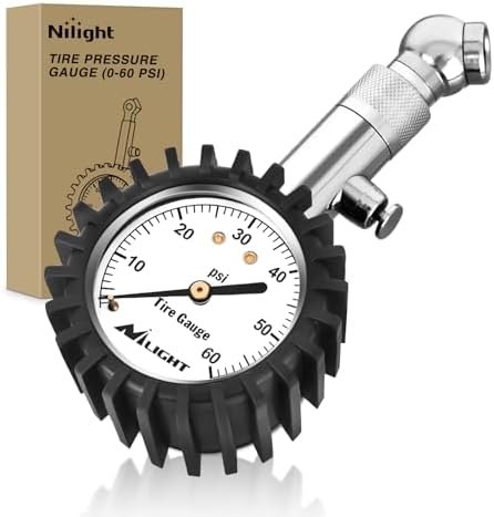 Nilight Tire Pressure Gauge 60PSI Stainless Steel Air Chucks