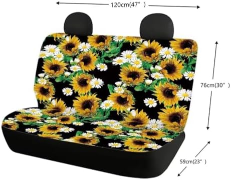 Car Rear Seat Covers Auto Interior Decor, Daisy Sunflower Back Seat Protector Covers Universal Fit Almost Vehicle Cars Truck SUVs