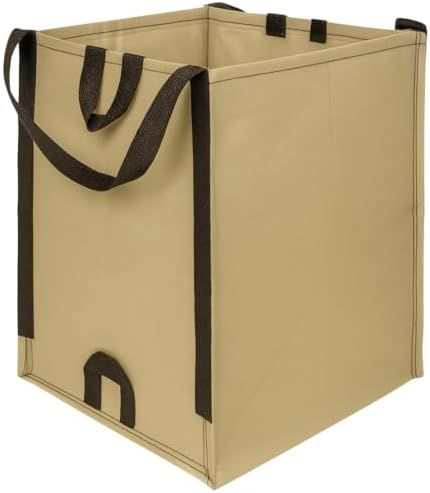 DURASACK Heavy Duty Home and Yard Bags 48-Gallon Reusable Self-Standing Lawn and Leaf Bags Garbage Can with Reinforced Handles, Khaki, 3 Pack by DURASACK
