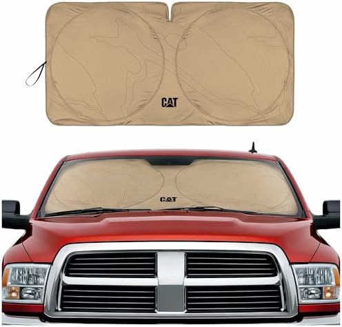 Windshield Sun Shade for Ram 3500 2010-2018, Foldable Truck Sunshade, UV Heat Blocker, Front Window Sun Shield, Interior Protection, Keeps Cab Cool, Heavy Duty Truck Accessory - Beige