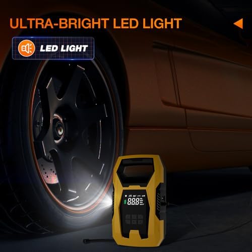 Nilight AC/DC Tire Inflator 110V/12V 150PSI Auto Shutoff Dual Power Supply