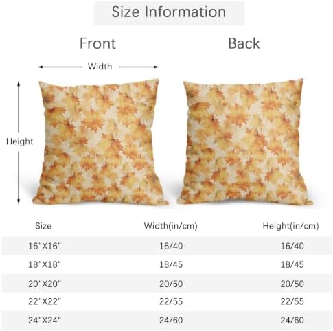 Fall Maple Leaves Throw Pillow Covers 22x22 Set of 2 Autumn Yellow Leaf Thanksgiving Pillow Covers Foliage Farmhouse Pillowcase for Kitchen Sofa Cushion Outdoor Couch Bedroom Living Room Decoration - Image 5