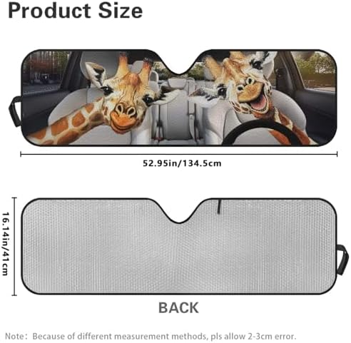 Renewold Funny Giraffe Driving Sunshade for Car Windshield Car Window Cover Foldable Sun Shade for Jeep Wrangler JK JKU JL JLU 1997-2023 Gladiator JT UV Rays Sunlight Sun Visor Shield Women Men