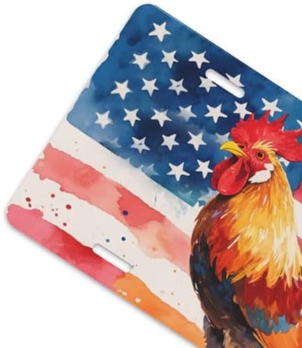 Rooster American Flag Front License Plate 6" * 12" for Women