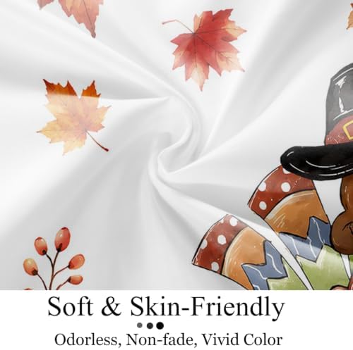 Turkey Shower Curtain, Fall Autumn Thanksgiving Day Pumpkins Maple Leaves Sunflower Harvest Bathroom Curtain for Home Decor Waterproof Fabric Machine Washable with 12 PCS Hooks,72" Wx96 L - Image 5