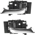 TRQ Inside Door Handle Black Chrome Driver Passenger Pair