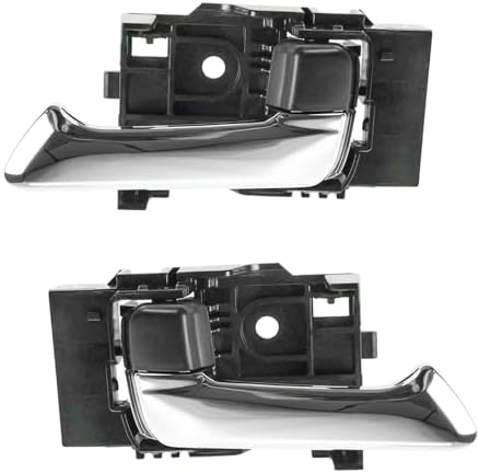 TRQ Inside Door Handle Black Chrome Driver Passenger Pair
