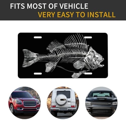 Metal Fish Skull Front License Plate 6" * 12" for Women