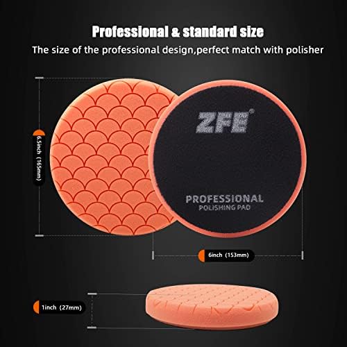 Buffing Polishing Pads, 7Pc 6.5 Inch Face for 6Inch 150mm Backing Plate Compound Buffing Sponge Pads Cutting Polishing Pad Kit for Car Buffer Polisher Compounding, Polishing and Waxing -PPTYS6SET - Image 6