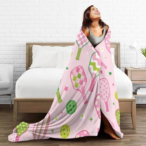 Pickleball Paddle Blanket for Women, Gifts for Girls, Cute Preppy Pickleball Blankets for Kids, Soft Cozy Lightweight Throw for Bed Sofa Home Travel Room Decor, 40x50 Inch - Image 6