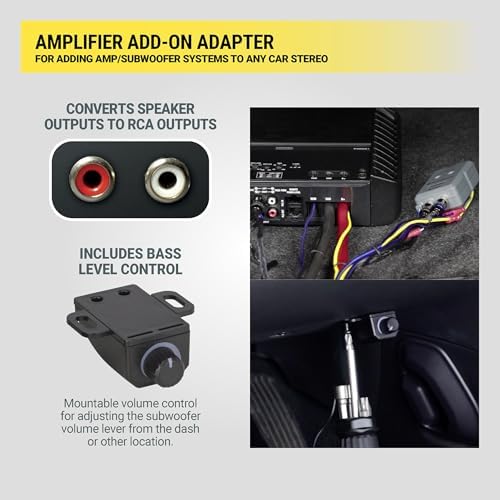 Scosche LOC2SL Line Output Converter with Remote Control Knob - 2CH High/Low RCA Converter Car Audio - Ideal for Subwoofer Amp - Line Level Converter for Car Stereo - Easy Installation - Quality Sound