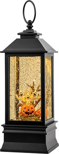 Halloween Snow Globe Lantern Water Glittering Spooky Ghosts in Pumpkins with Music, USB Lined/Battery Operated Lighted Lantern for Halloween Festival Decoration Gifts by Qualdout