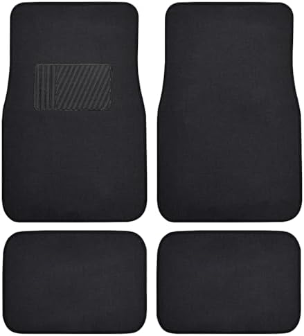 BDK Premium Black Carpet Floor Mats for Cars - Universal Fit Interior 4-Piece Car Mats Full Set with Vinyl Heel Pad Protector - Cute Car Accessories Interior Floor Covers for SUVs & Trucks