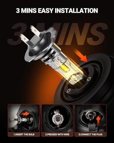 SEALIGHT H7 LED Bulbs, 60000LM 1000% Super Brighter, 1:1 Mini Size, 6500K Cool White, 80,000Hrs Long Service Life with Cooling Fan, Plug and Play, Pack of 2