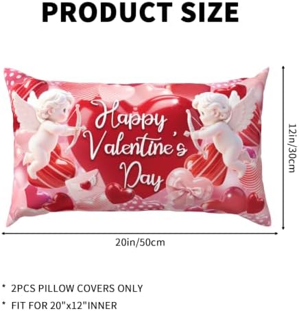Happy Valentine's Day Throw Pillow Covers 12x20 Set of 2 Polka Dot Love - Image 2