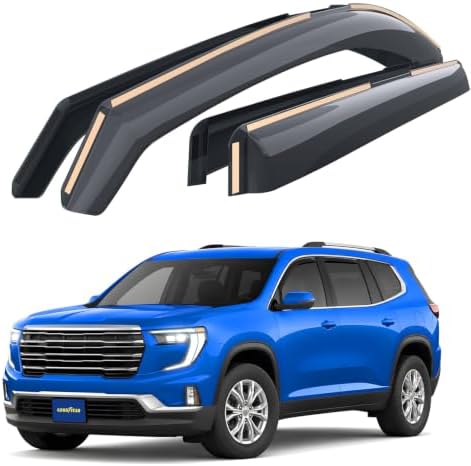 Goodyear Shatterproof in-Channel Window Deflectors for GMC Acadia 2024-2026, Rain Guards, Window Visors for Cars, Vent Deflector, Car Accessories, 4 pcs - GY009018